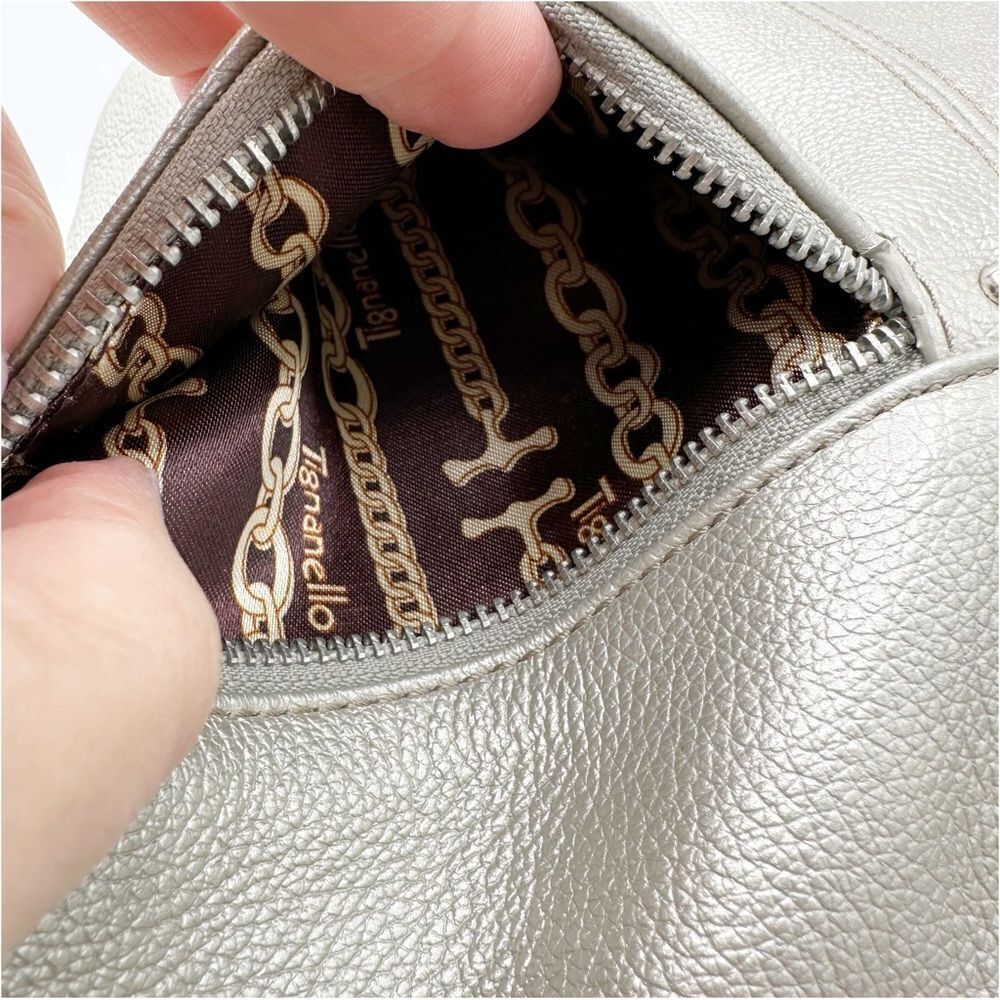 Tignanello Metallic Silver Leather Hobo Bag - Picture 10 of 13